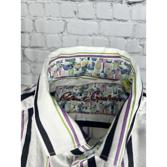 Robert Graham Men’s SZ Medium Long Sleeve Button Front Shirt Multicolor Striped - Picture 13 of 14